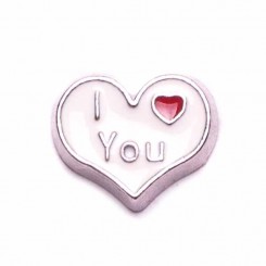 I Love You - White Heart with Tiny Red Heart